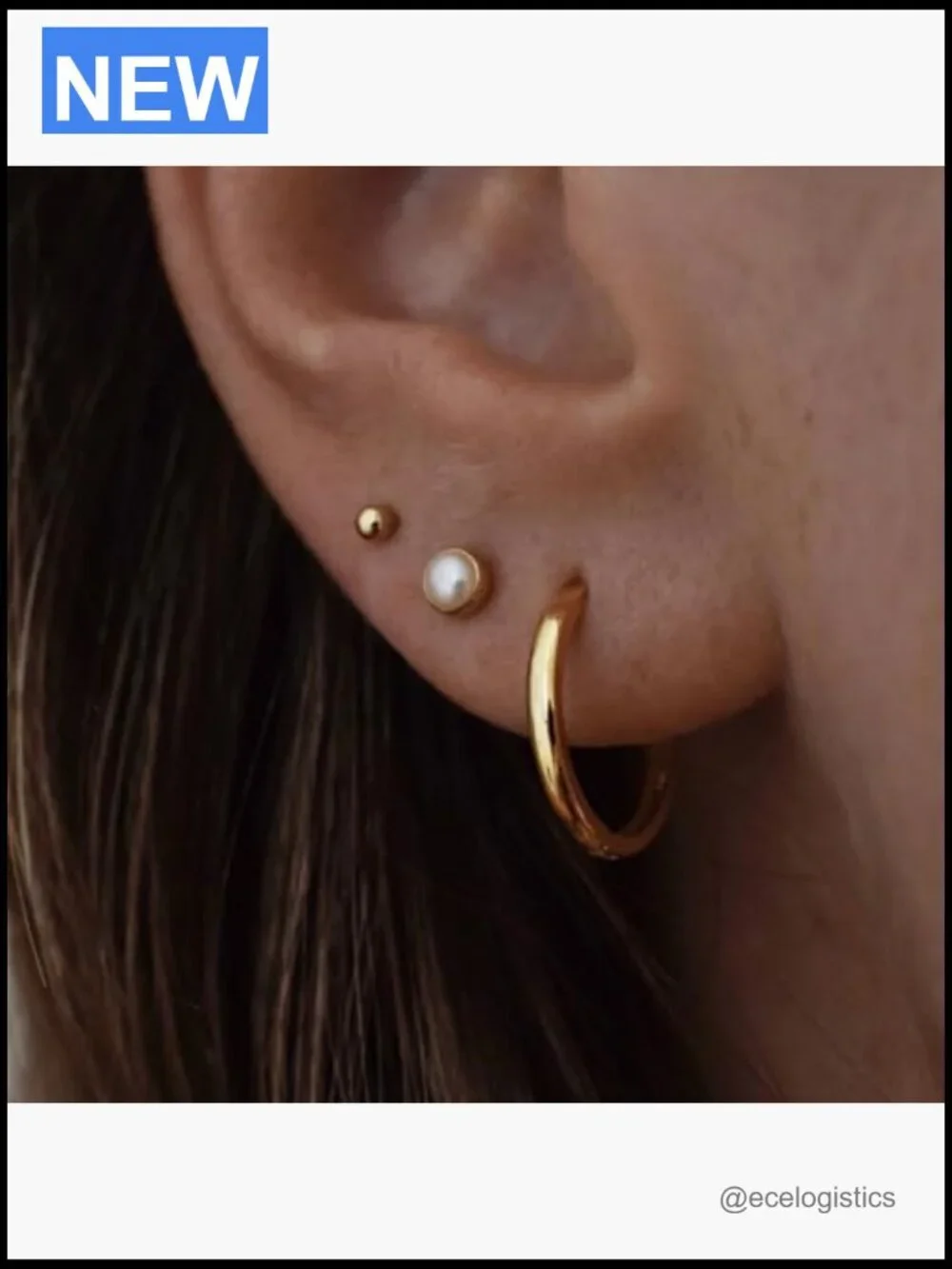 3 Pairs Gold Hoop Earrings Set Huggie Hoops Studs Dainty Stacking Jewelry